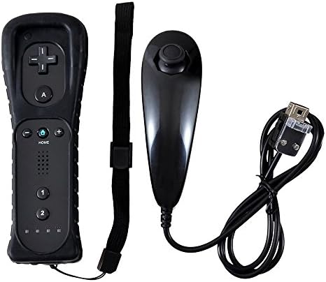 Remote Controller for Wii U Nintendo Wii Remote and Nunchuck Controllers with Silicon Case for Wii and Wii U (Black)