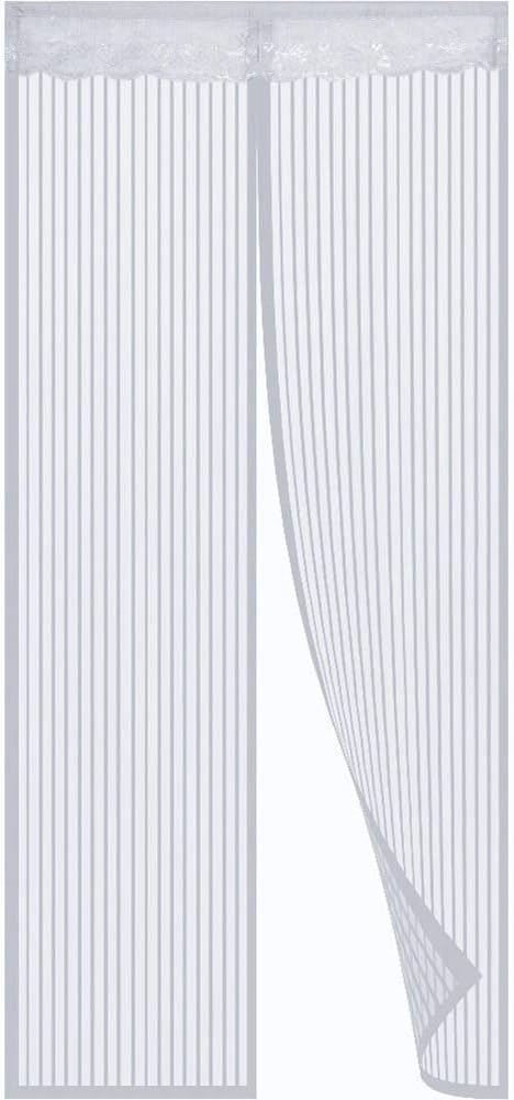 SODKK Magnetic Mesh Bug Screen Door 39 x 96, White Advanced Magnet Curtain, Automatic Closure Magnetic adsorption Ventilation, for Living Room/Patio Door