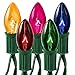 EST. LEE DISPLAY L D 1902 Multi-Color Christmas Light Bulbs Transparent Clear Red Blue Green Pink & Orange Steady Box of 25 C7 E12 Roof Holiday Tree Home Decorating Incandescent Outdoor Lighting