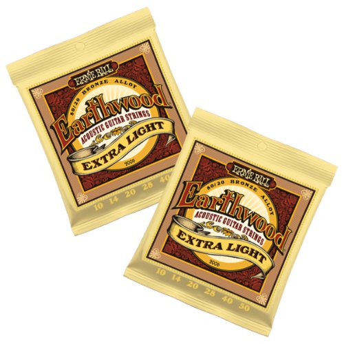 Ernie Ball Acoustic Guitar Strings - Earthwood 2006 80/20 - XL - 10-50 - 2 Pack