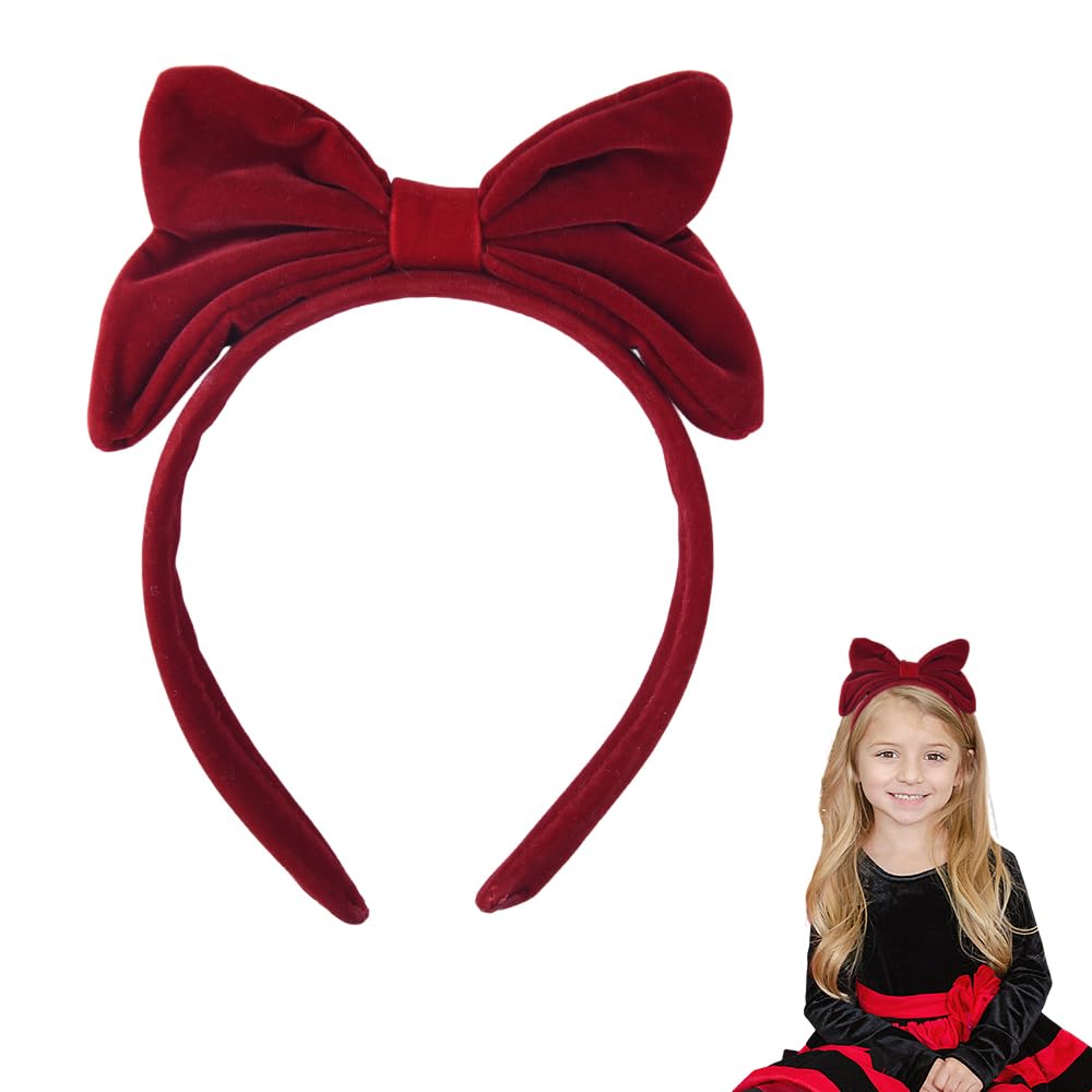 Red Bow Headband for Women Bowknot Hairband for Women Party Halloween Bow Hair Hoop Christmas Hair Accessories Red Velvet Hairband Christmas Gifts