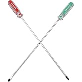 Hitefu 10 Inch Phillips and Slotted Screwdriver Set, 2PCS | Long Screwdriver, Cross Head &amp; Flat Head, 5mm Tip, Professional Use