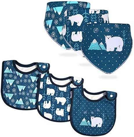 よだれかけ スタ ベビー用 よだれ 純綿 オーガニックコットン 女の子 男の子 イ三角 バンダナ 赤ちゃん 食事用 エプロン 6枚セット 防水 出産お祝い 出産準備 非常に柔らかく吸収性のあるよだれかけ 0 4歳