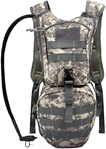 Hydration Pack Tactical Backpack with 3L Water Bladder Reservoir for Hiking Cycling Climbing Hunting Running (ACU + Black)