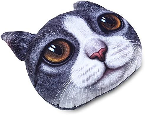 QHYT Reading Pillow Car Seat Lumbar Support Bed Rest Cushion Animal Pattern Light Gray Cat Design