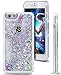 iPhone 8 Plus Case,iPhone 7 Plus Case,ikasus iPhone 7 Plus Glitter Case,[Blue Pink] Crystal Clear Hard PC Quicksand Bling Glitter Sparkle Love Heart Floating Flowing Cover Glitter Case for Apple iPhon