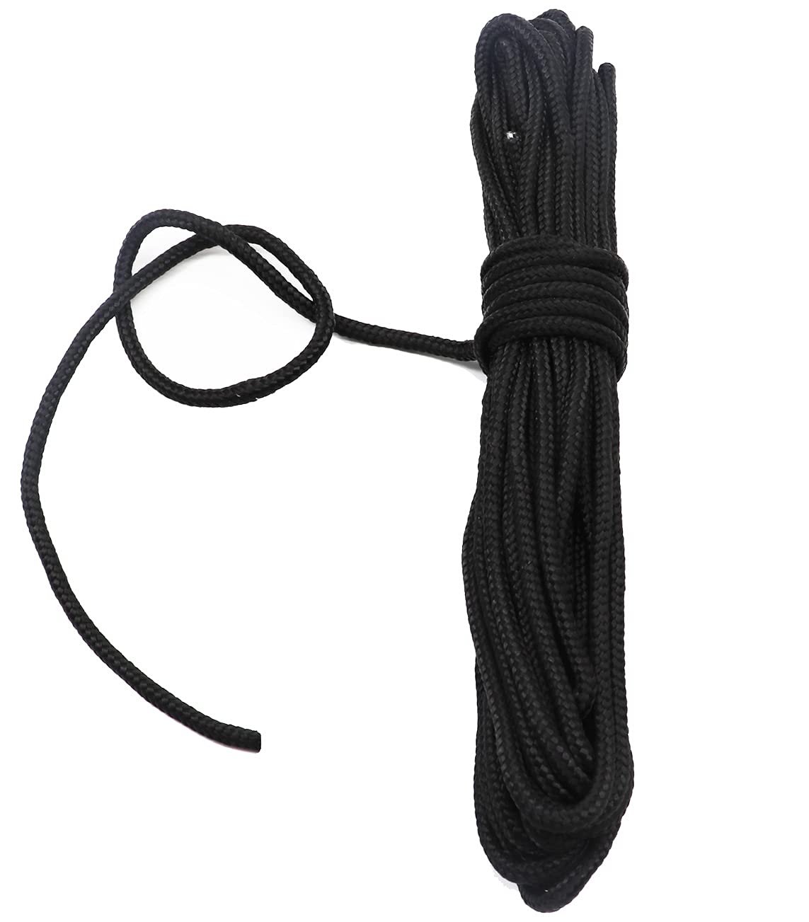 Fuwok 2/3/4/6/8/10MM 20M(64ft) Satin Nylon Trim Cord,Rattail Silk Cord,All Purpose Rope,Assorted Colors Nylon String Twisted Durable Long Ropes (Black, 2mm)