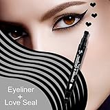 MIOBLET 1PC Super Double-headed Black Liquid Eyeliner Pencil Pen Waterproof Star Heart Moon Flower Shape Seal Stamp Tattoo Eyes Liner Makeup (Love Seal)