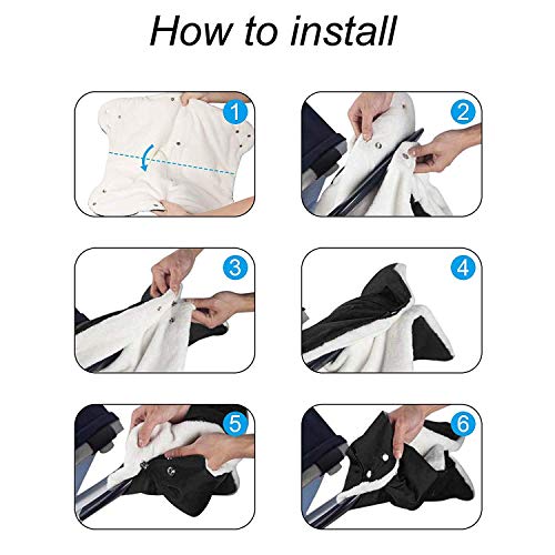 Yizhet Baby Stroller Warm Gloves, Baby Pushchair Windproof Thickening Fleece Hand Muff Extra Thick Waterproof Anti-Freezing Gloves for Baby Carriage/Pram
