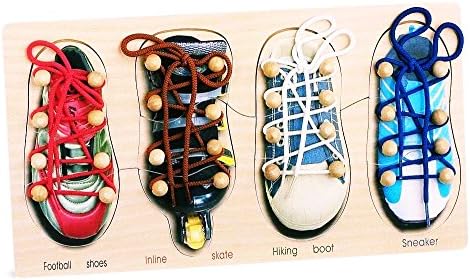 New Wooden Tying Shoes Lacing Board Learning to Shoelaces LEGL 8158 Learn To Fasten The Shoes Game Motricity Children Learning Activity Educational Kids For Ages 3+