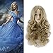 Women's Long Wavy Curly Dark Golden Hair Anime Cospaly Wigs +Wig Cap