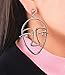 SUNSCSC Dangle Stud Earrings Unique Vintage Hollow Out Human Face Design Gold Silver Ear Drop Jewelry (Silver)