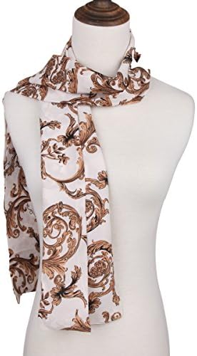 ChikaMika Women's Printing Porcelain Chiffon Wrap Scarves (One Size, Camel/White)