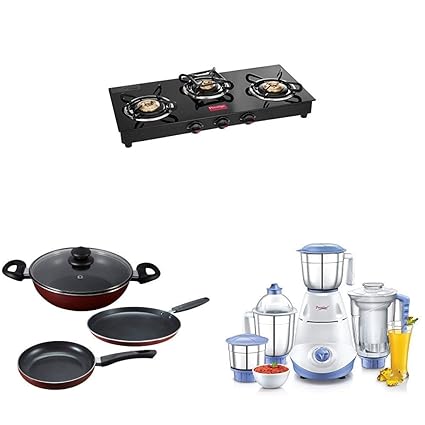 Prestige Marvel Glass 3 Burner Gas Stove (Black)