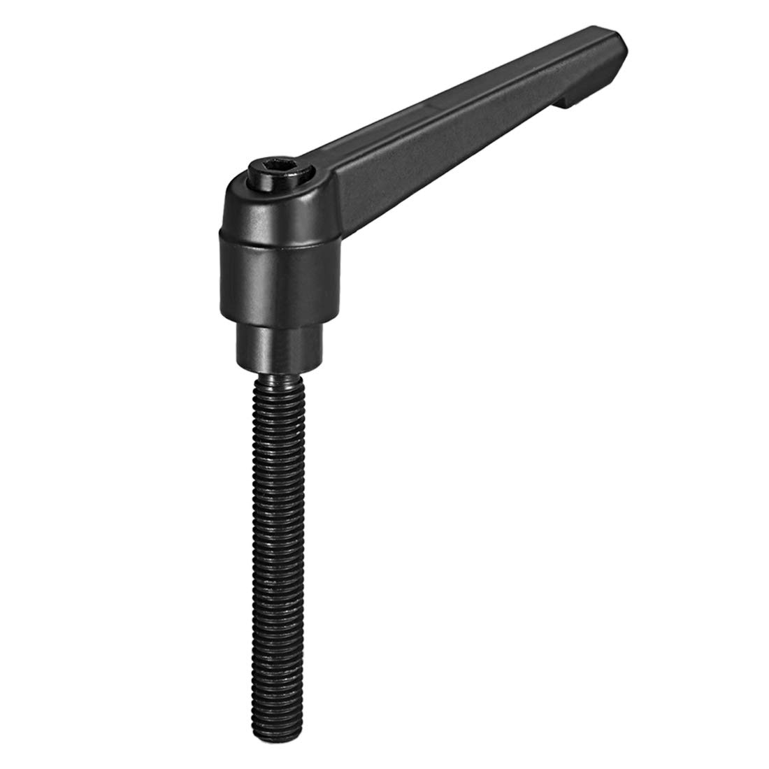 sourcing map Adjustable Clamping Lever Handle M10 x 70mm Metric Black Oxide Carbon Steel Male Threaded Stud Hand Knobs Push Button Ratchet Rotating Screw Handles Bolts with Locking Lever Black