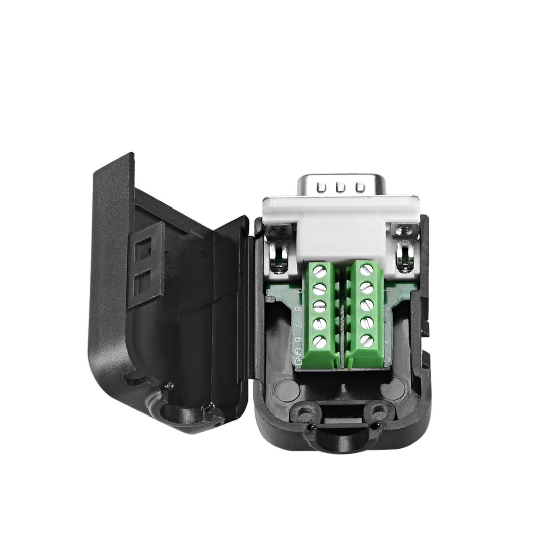 sourcing map D-sub DB9 Breakout Board Connector with Case 9 Pin 2 Row 422 Serial Male Port Solderless Terminal Block Adapter with Thumb Screws - Image 4