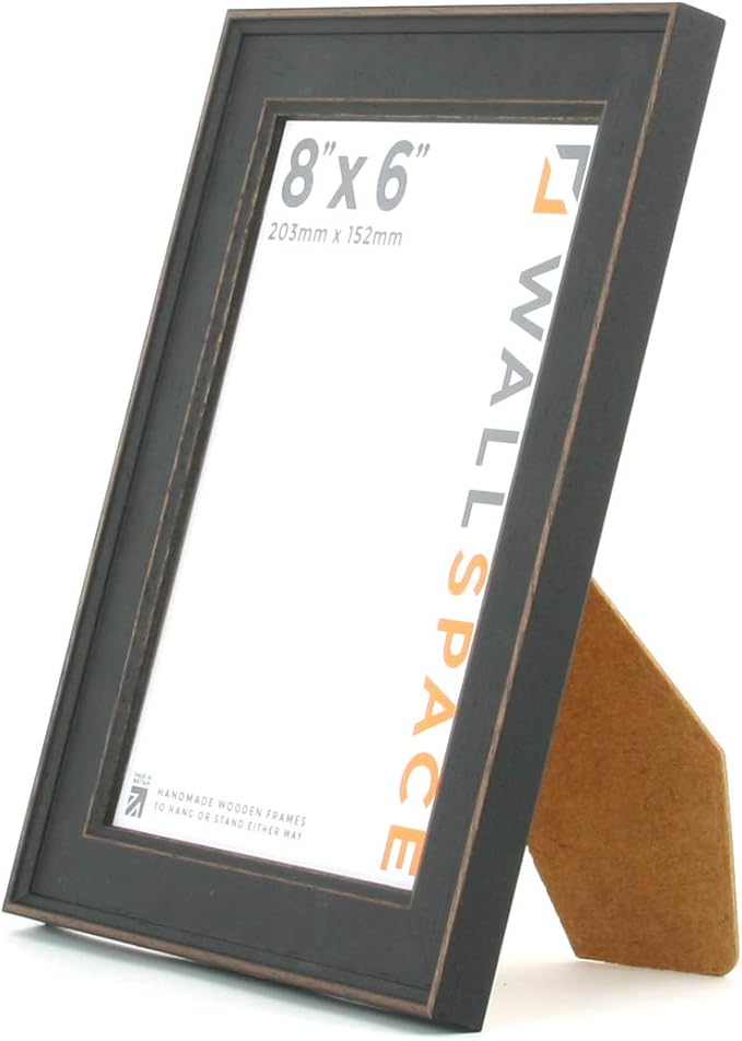 Wall Space 8x6 Shabby Chic Photo Frame Black 8 x 6 inch Wooden Photo