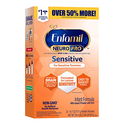 Enfamil NeuroPro Sensitive Baby Formula, Brain and Immune Support with DHA, Iron & Prebiotics, Lactose Sensitivity…