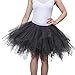 Dancina Women's Adult Vintage Petticoat Tulle Tutu Skirt [Sticker XXL],Black,Plus Size