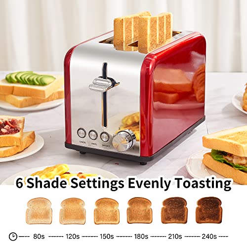 Toaster 2 Slice, Retro Small Toaster with Bagel, Cancel, Defrost
