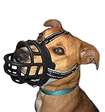 GUXL Luxury Soft Rubber Dog Muzzle - Anti Biting Barking Chewing - Adjustable Silicone Basket Mask Muzzle - for Small Medium Large Dog Safety (Size 4)