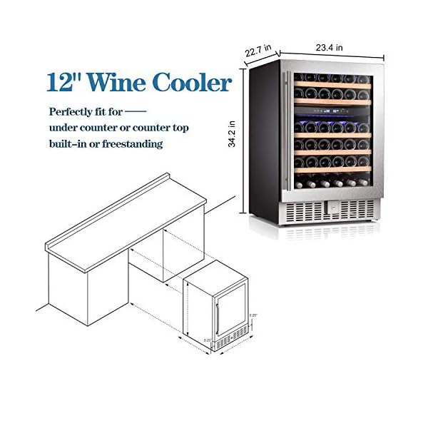 AGLUCKY-24-Wine-CoolerChiller-Built-in-or-Freestanding-Beverage-Refrigerator-Single-Bottle-Area-with-Stainless-Steel-Double-layer-Tempered-Glass-Door-46-Bottles