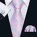 Barry.Wang Plaid Ties Check Mens Necktie Set with Handkerchief Cufflinks Classic Stripe