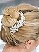 Mariell Brushed Silver Handmade Austrian Crystal & White Pearl Wedding Comb - Luxe Bridal Hair Accessory