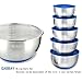 5 Piece Stainless Steel Mixing Bowls Set With Lids, Non-Slip Silicone Bottom, Stackable For Minimal Storage by Gabbay- 1,2,2.5,3.5,4.5 Qt.