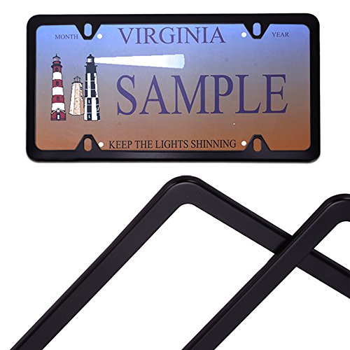 LEDKINGDOMUS License Plate Frames 2 Packs- Designed for US Standard Car License- Durable Metal & Screw Kits (4 Holes License)