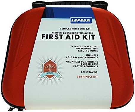 First Aid Premium Kit for Car &amp; Home Emergency Preparedness - 268 Pcs Including Emergency Hammer,CPR Mask,Blanket, Metal Scissors &amp; Ice Compress