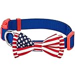 Blueberry Pet Pack of 1 National Pride Handmade USA Flag w/Jacquard Weave Fabric Detachable Bow Tie Dog Collar in Blue, Small, Neck 12"-16", Adjustable Collars Accessories for Puppies & Small Dogs