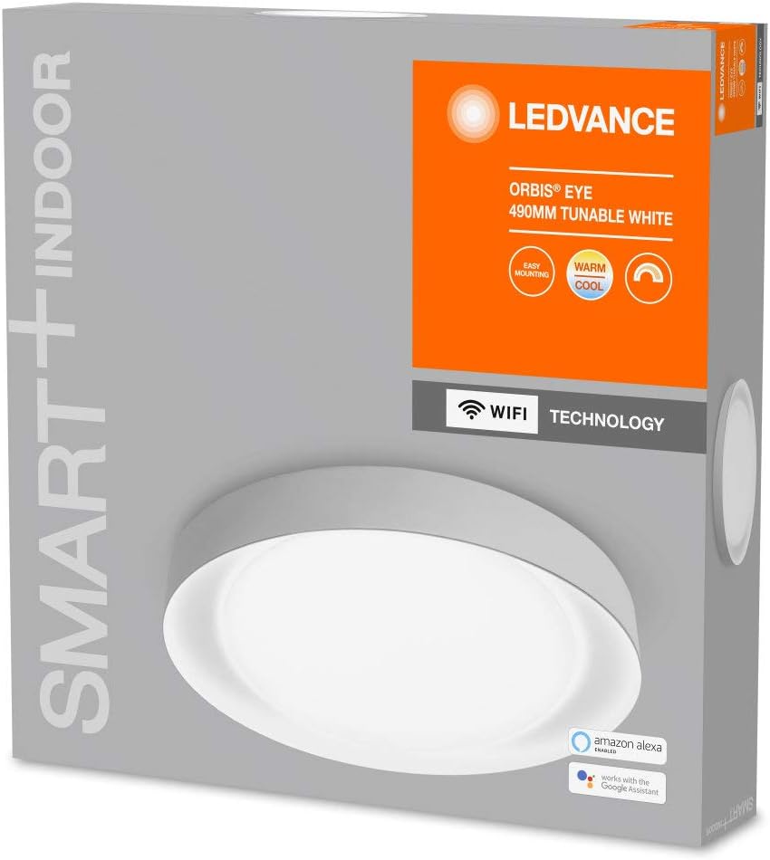 LEDVANCE Smart LEDWall and Ceiling Luminaire for Indoor Use with WiFi Technology Tunable White (3000K-6500K), Gray, 490 mm - Image 4