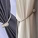 SmallDot Magnetic Curtain Tiebacks, 16 Inch Window Holdbacks Drapes Holders Hooks, Decorative Weave Rope Clips Strong Magnet for Home Office Restaurant Décor, Pack of 2, Grey