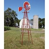 8ft. Ornamental Garden Windmill - Red and White