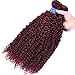 Red Wine Color Malaysian Deep Curl Hair 3 Bundles #99J Malaysian Kinky Curly Hair 100% Ombre Human Hair Extensions (16 18 20 inch, #99J)