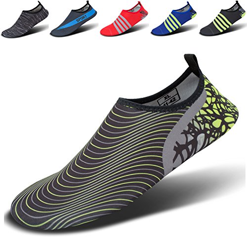 CASMAG Unisex Water Shoes Barefoot Skin Shoes for Run Dive Surf Swim Beach Yoga Green W:8.5-9,M:6-6.5