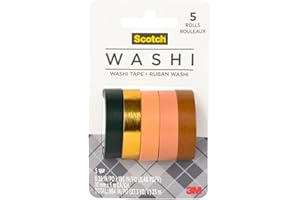 Scotch Washi Tape, Sunset Design, 5 Rolls, Great for Bullet Journaling, Scrapbooking and DIY Décor (C1017-5-P5)