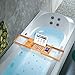 Ollieroo Natural Bamboo Bathtub Caddy with Extending Sides Adjustable Book Holder Tray Organizer for Phone and Wineglass