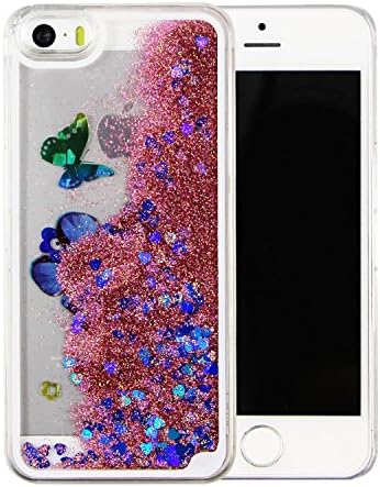 iPhone 6s plus case,liujie Liquid Cool Quicksand Moving Stars Bling Glitter Floating Dynamic Flowing Case Liquid Cover for Iphone 6s plus 5.5inch (butterfly red)