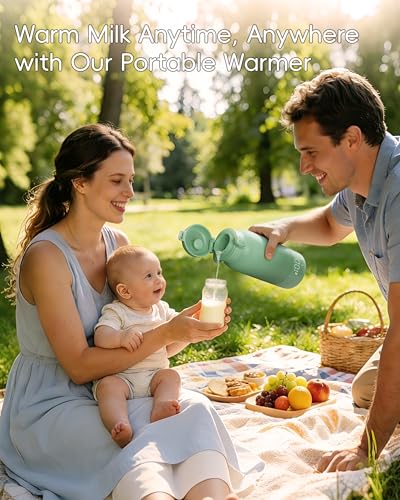 Portable Bottle Warmer for Travel, Baby Milk Warmer with Fast Heating & Long Battery Life, 17 Ounces Large Capacity Bottle Warmer with Long-Lasting Keep Warm Function, Green
