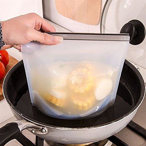 Click Here to See More Images GreenSun(TM) 1000ml Reusable Silicone Food Sealer Bags Refrigerator Vacuum Food Container Bag Ziplock Bags Kitchen Storage Organizer Wraps