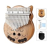 Owl Kalimba Thumb Piano 17 Keys Thumb Instrument with Number Sticker, Tuning Hammer, Protective Box and Cleanning Cloth