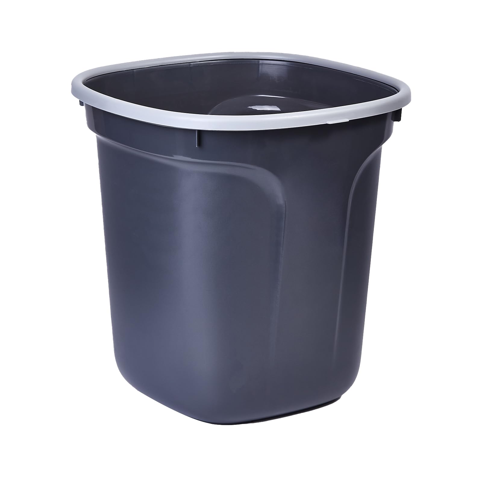 Photo 1 of Eurysman Hand Square Trash Can - Compact Wastebin for Bathroom, Kitchen, Office, Home Use - Grey - 1.8 Gallon 6pk