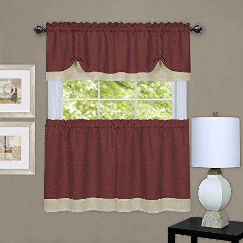 Achim Home Furnishings DRTV24MT12 Darcy Window Curtain Tier Pair & Valance Set, 58
