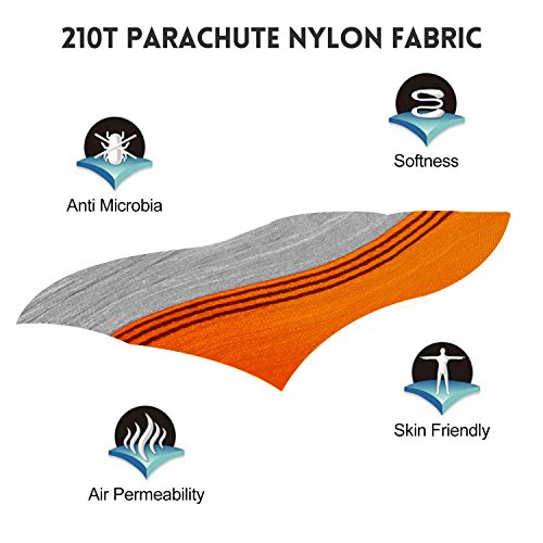 FARLAND Outdoor Camping Hammock - Portable Anti-fade Nylon Double Hammock with 2 Piece 16 Loop Straps by Parachute Lightweight Hammock for Hiking Backpacking - Thumbnail 2