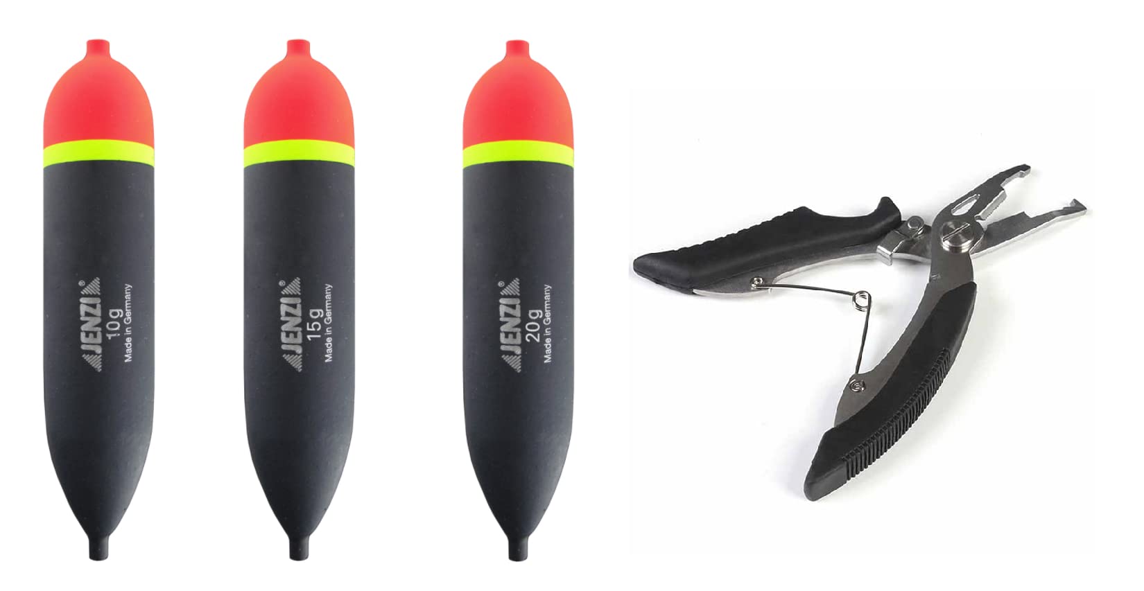 STMK Set of 3 x Jenzi Predator Fish Float (10 g, 15 g, 20 g) + Free Fishing Scissors - Yellow - Ball - Fish Weight - Fishing Equipment - River and Sea Fishing, Ground Fishing