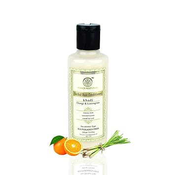 Khadi Natural Orange and Lemongrass Herbal Hair Conditioner, SLS and Paraben Free, 210 ml