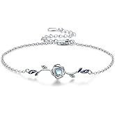 CUOKA MIRACLE Moonstone Rose Bracelet S925 Sterling Silver Rose‘s Moonstone Bracelet For Women Rose Jewelry Gifts For Women