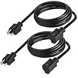 Power Extension Cord 10 FT - 2 Pack, Fosmon UL Listed 16/3 16AWG 125V 13A 1625Watt Grounded Power Extension Cable, SJT Heavy Duty AC Power Cable (Black)